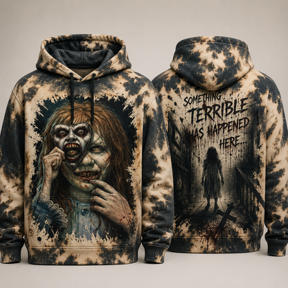The Exorcist Horror Hoodie – Creepy Demon Girl Halloween All Over Print Hoodie, Haunted House Gothic Sweatshirt, Spooky Horror Gift