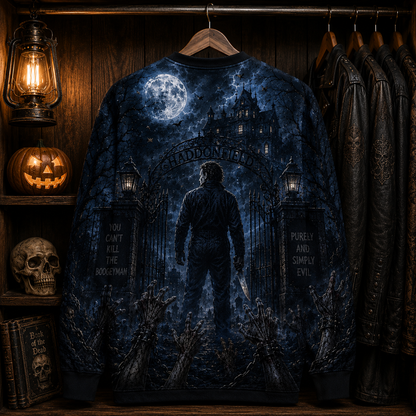 Michael Myers Halloween Guitar Sweatshirt – Horror Rock All Over Print Crewneck For Slasher Movie Fans