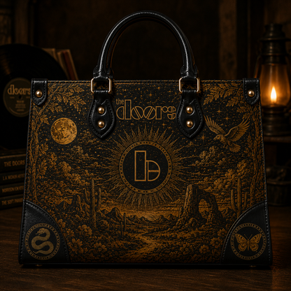The Doors Handbag Tote Bag Wallet Set, Psychedelic Rock Purse Set, Vegan Leather Bag Set