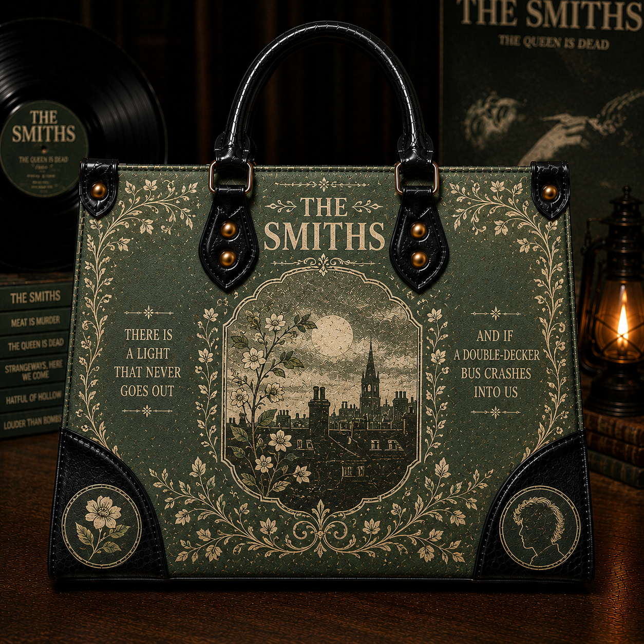 The Smiths Handbag Tote Bag Wallet Set, Gothic Floral Purse Set, Indie Rock Fan Gif, Vegan Leather Handbag