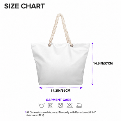Rush Band Beach Tote Bag – Retro Tropical Canvas Shoulder Bag With Rope Handle