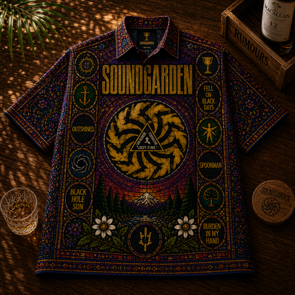 Soundgarden Hawaiian Shirt - Unisex Front Back Stained Glass Badmotorfinger Button Up