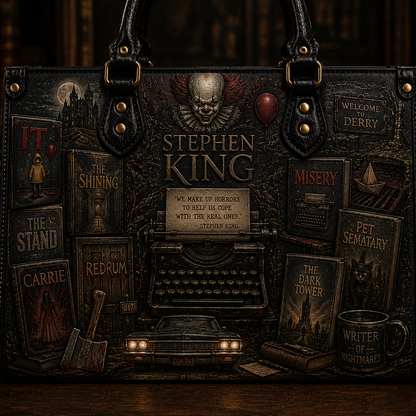 Stephen King Horror Books Gothic Tote Bag – IT Pennywise Dark Tower The Shining Literary Shoulder Handbag, Horror Fan Gift