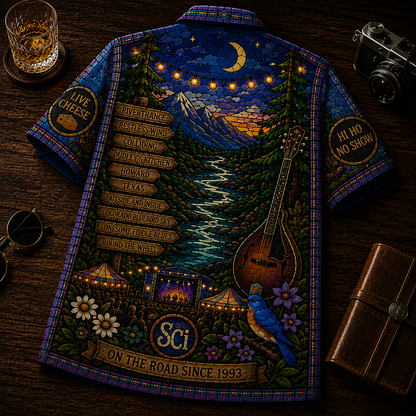 The String Cheese Incident Hawaiian Shirt - Unisex Stained Glass SCI Bonfire Button Up