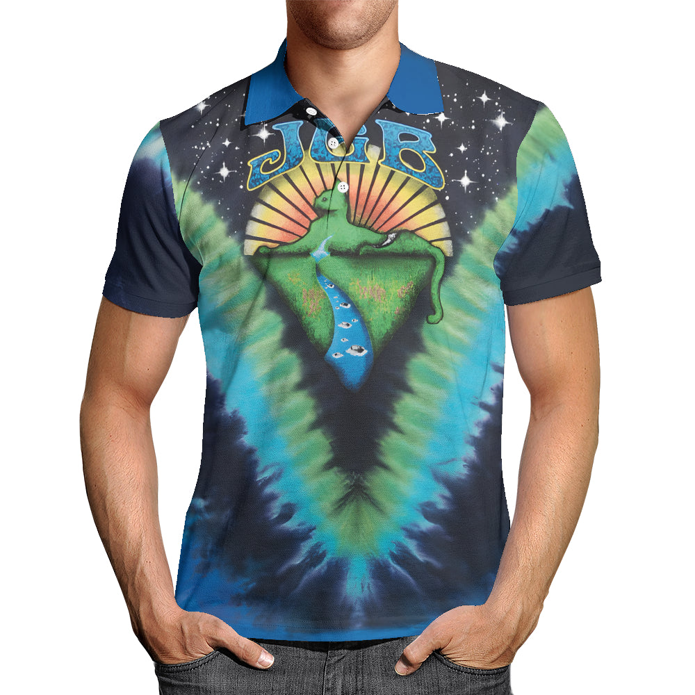 JGB Sunset River Tie-Dye Polo – Retro Concert Nostalgia