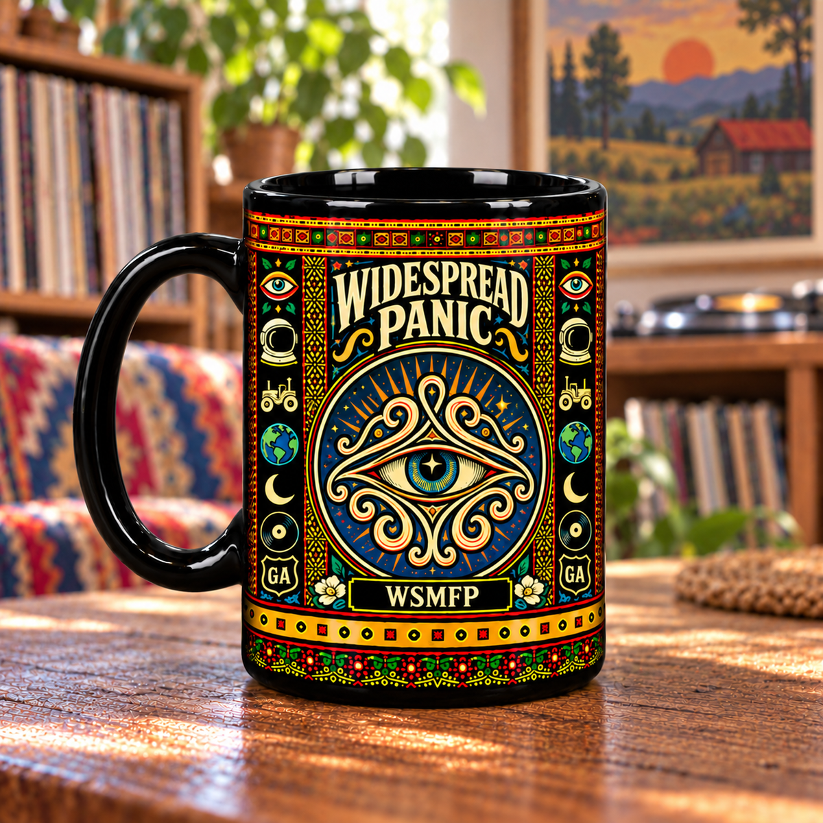 Widespread Panic Mug, WSMFP Love Tractor Ceramic Coffee Mug, Psychedelic Jam Band Music Gift
