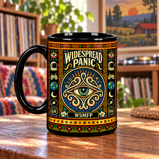 Widespread Panic Mug, WSMFP Love Tractor Ceramic Coffee Mug, Psychedelic Jam Band Music Gift