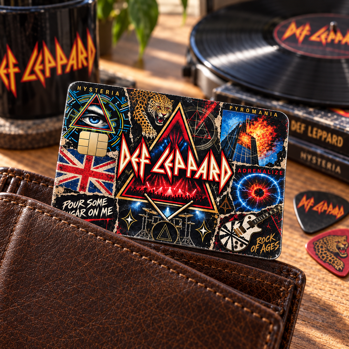 Def Leppard Credit Card Sticker, Hysteria Pyromania Adrenalize Card Skin, Vintage 80s Hard Rock Music Gift