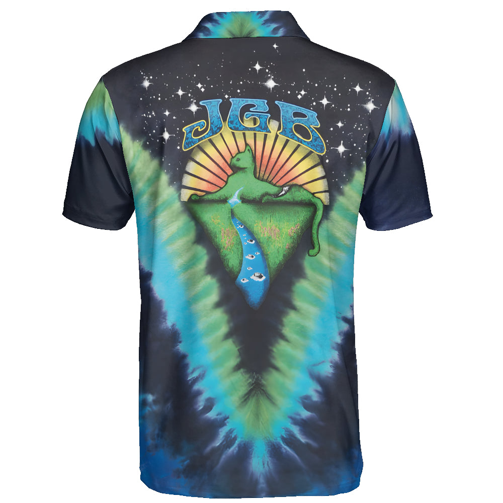 JGB Sunset River Tie-Dye Polo – Retro Concert Nostalgia