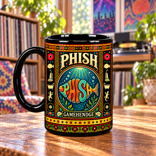 Phish Mug, Gamehendge Vacuum Solo Ceramic Coffee Mug, Psychedelic Jam Band Music Gift