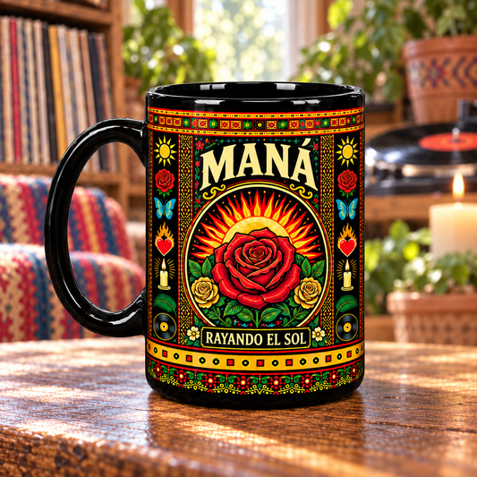 Maná Mug, Rayando el Sol Mariposa Traicionera Ceramic Coffee Mug, Latin Rock Music Gift
