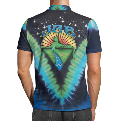 JGB Sunset River Tie-Dye Polo – Retro Concert Nostalgia