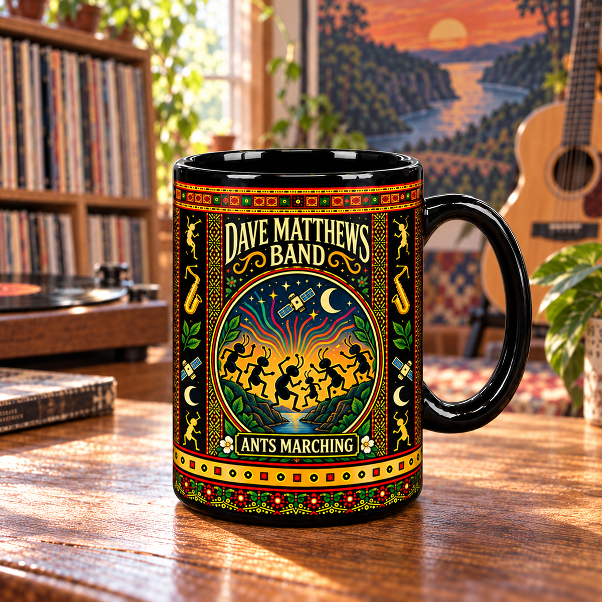 Dave Matthews Band Mug, Ants Marching Ceramic Coffee Mug, DMB Jam Band Folk Art Music Gift