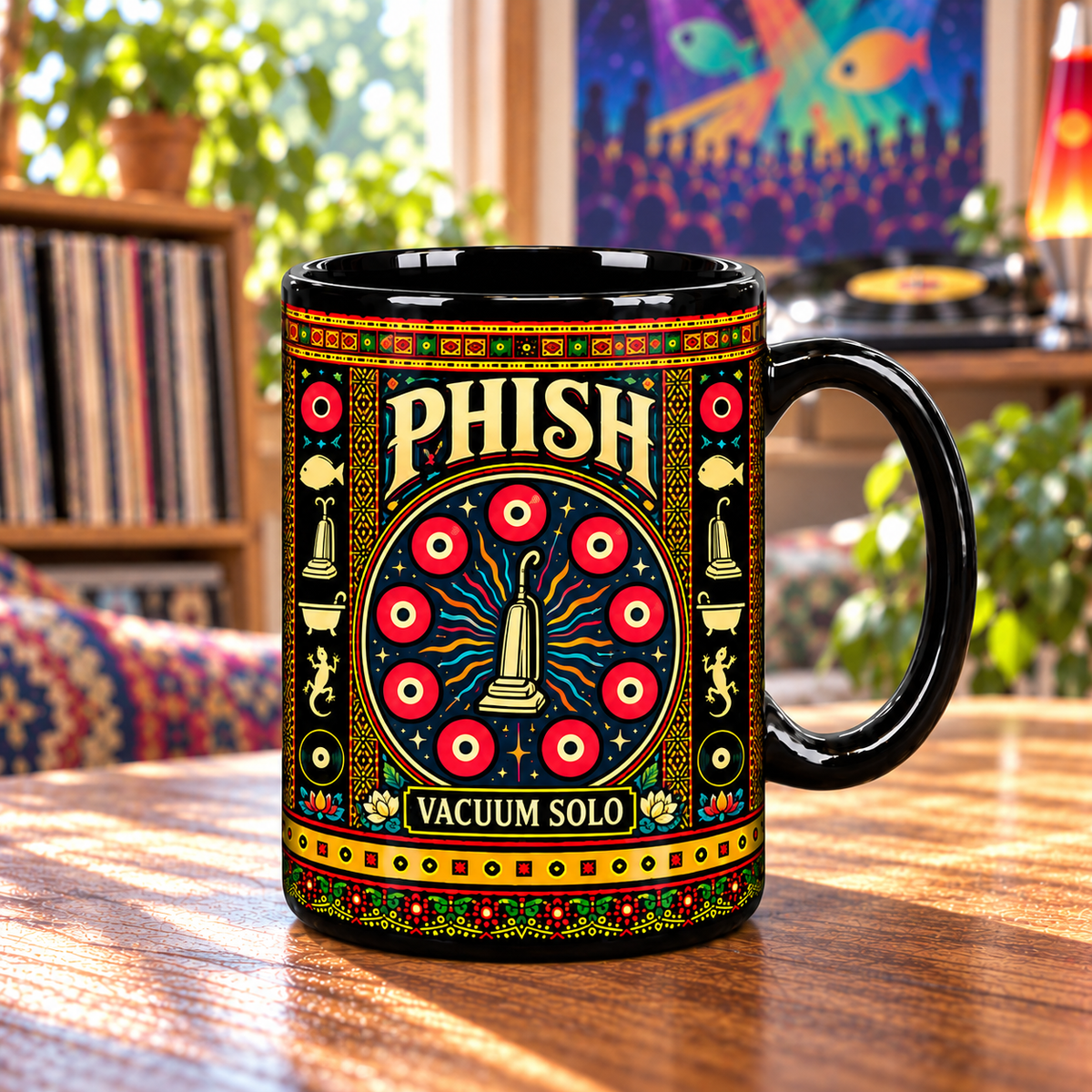 Phish Mug, Gamehendge Vacuum Solo Ceramic Coffee Mug, Psychedelic Jam Band Music Gift
