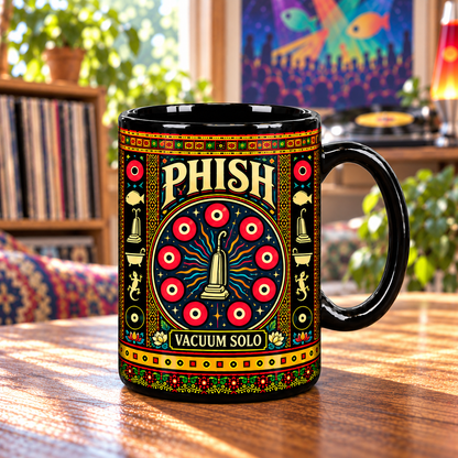 Phish Mug, Gamehendge Vacuum Solo Ceramic Coffee Mug, Psychedelic Jam Band Music Gift