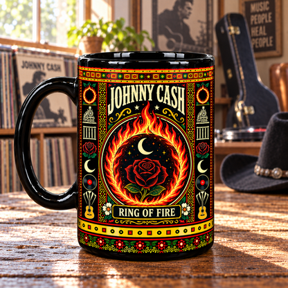 Johnny Cash Mug, Folsom Prison Blues Ceramic Coffee Mug, Man in Black Country Music Gift