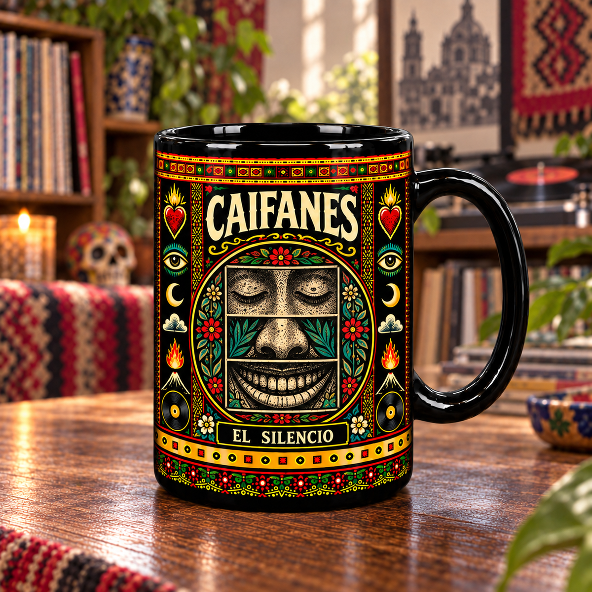 Caifanes Mug, El Diablito Ceramic Coffee Mug, Mexican Rock en Español Folk Art Music Gift