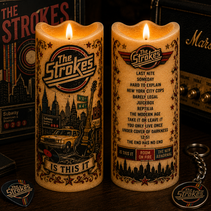 The Strokes LED Flameless Candle – Punk Rock Music Decorative Candle with Warm Flickering Light