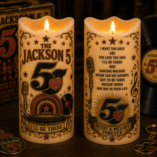 The Jackson 5 Flameless LED Candle, Motown Fan Gift, Classic Soul LED Candle, Vintage Music Decor, Battery Operated Candle