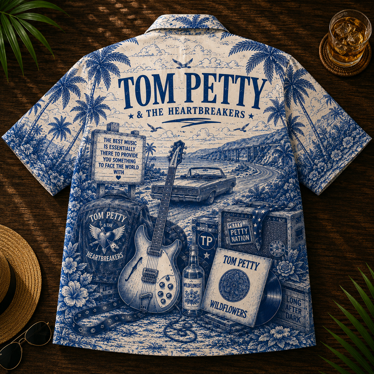 Tom Petty And The Heartbreakers Hawaiian Shirt – Unisex Blueprint Button Up