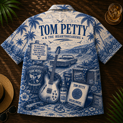 Tom Petty And The Heartbreakers Hawaiian Shirt – Unisex Blueprint Button Up