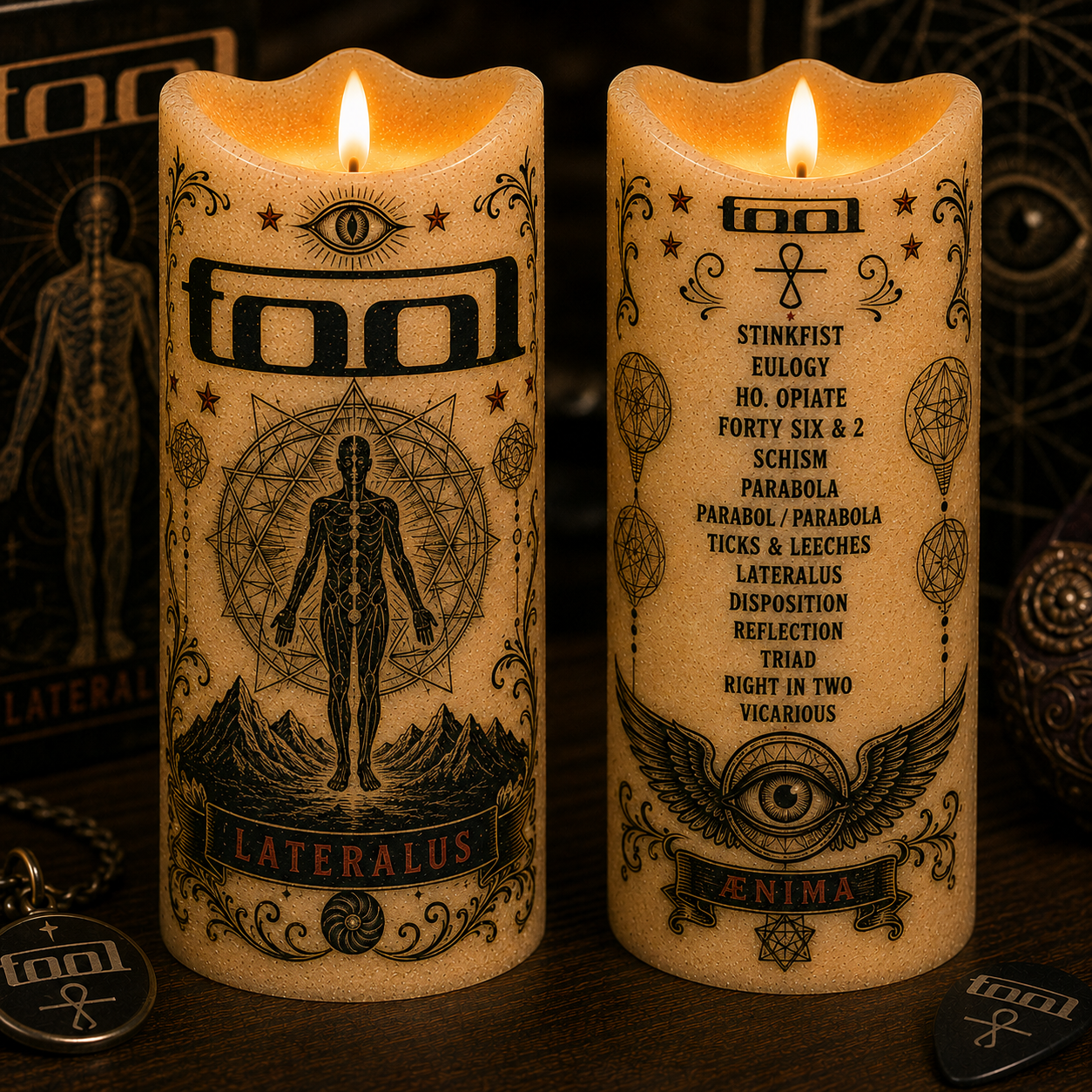 Tool Flameless LED Candle, Progressive Metal Fan Gift, Tool Inspired LED Candle, Lateralus Ænima Decor, Battery Operated Candle