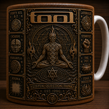 Tool Band Mug, Vintage Progressive Metal Coffee Mug, Lateralus Ceramic Cup, Schism Fan Gift, Fear Inoculum Rock Mug