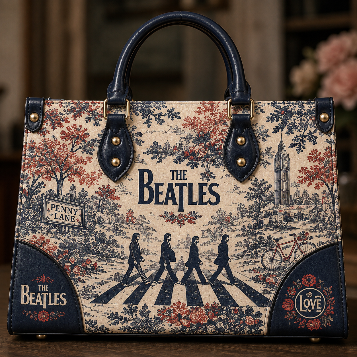 The Beatles Handbag Tote Bag & Wallet Set, Vintage Music Lover Purse Set, Retro Pop Band Leather Bag, Matching Wallet Gift