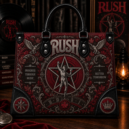 Rush Handbag Tote Bag & Wallet Set, Vintage Music Lover Purse Set, Retro Pop Band Leather Bag, Matching Wallet Gift
