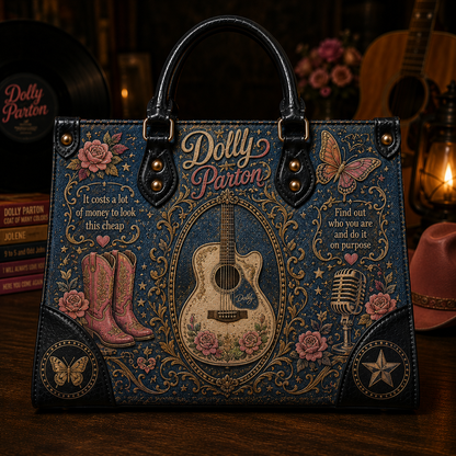 Dolly Parton Handbag Tote Bag & Wallet Set, Country Music Leather Purse Set, Floral Western Handbag, Matching Tote & Wallet Gift for Dolly Parton Fans