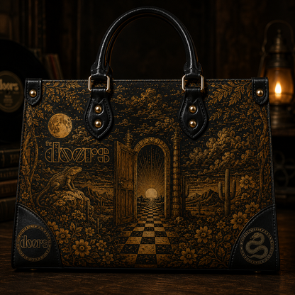 The Doors Handbag Tote Bag Wallet Set, Psychedelic Rock Purse Set, Vegan Leather Bag Set