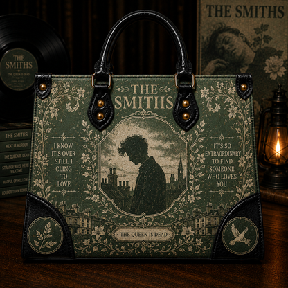 The Smiths Handbag Tote Bag Wallet Set, Gothic Floral Purse Set, Indie Rock Fan Gif, Vegan Leather Handbag
