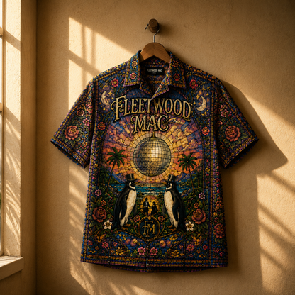 Fleetwood Mac Hawaiian Shirt - Unisex Front Back Stained Glass Disco Ball Button Up