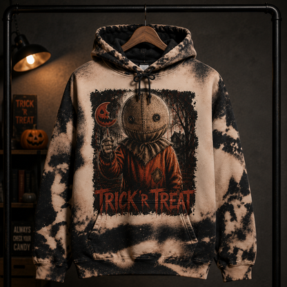 Trick 'r Treat Sam Halloween Hoodie – Horror Movie All Over Print Hoodie, Sam Pumpkin Mask Gothic Sweatshirt, Spooky Halloween Gift