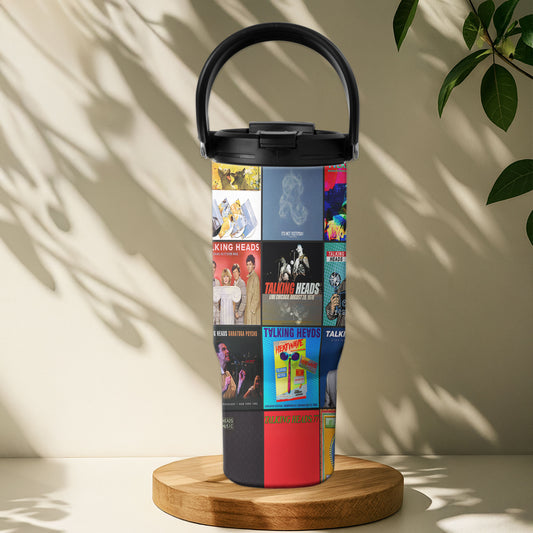 Talking Heads Album Collage Tumbler – Art Rock & New Wave Nostalgia