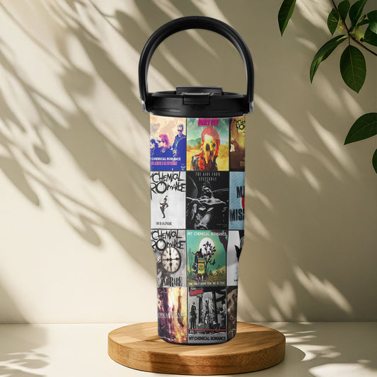 My Chemical Romance Album Collage Tumbler – Emo Rock Nostalgia of a Generation