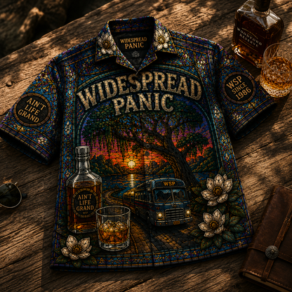 Widespread Panic Hawaiian Shirt -Unisex Retro WSP Since 1986 Tour Bus Button Up