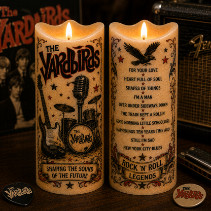 The YardBirds LED Flameless Candle – Punk Rock Music Decorative Candle with Warm Flickering Light
