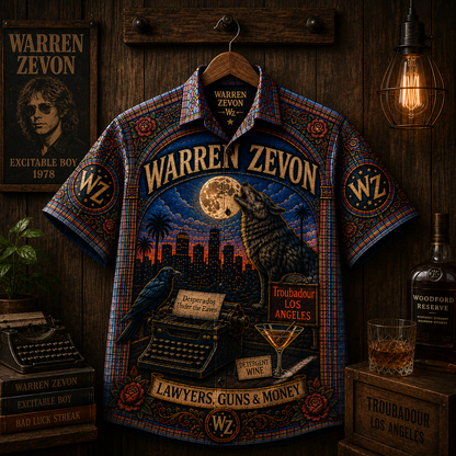 Warren Zevon Stained Glass Hawaiian Shirt - Unisex Werewolves Of London Button Up