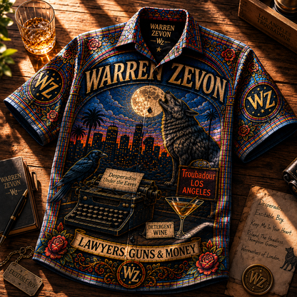 Warren Zevon Stained Glass Hawaiian Shirt - Unisex Werewolves Of London Button Up