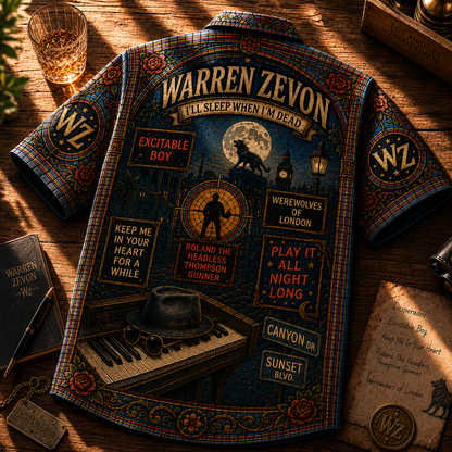 Warren Zevon Stained Glass Hawaiian Shirt - Unisex Werewolves Of London Button Up